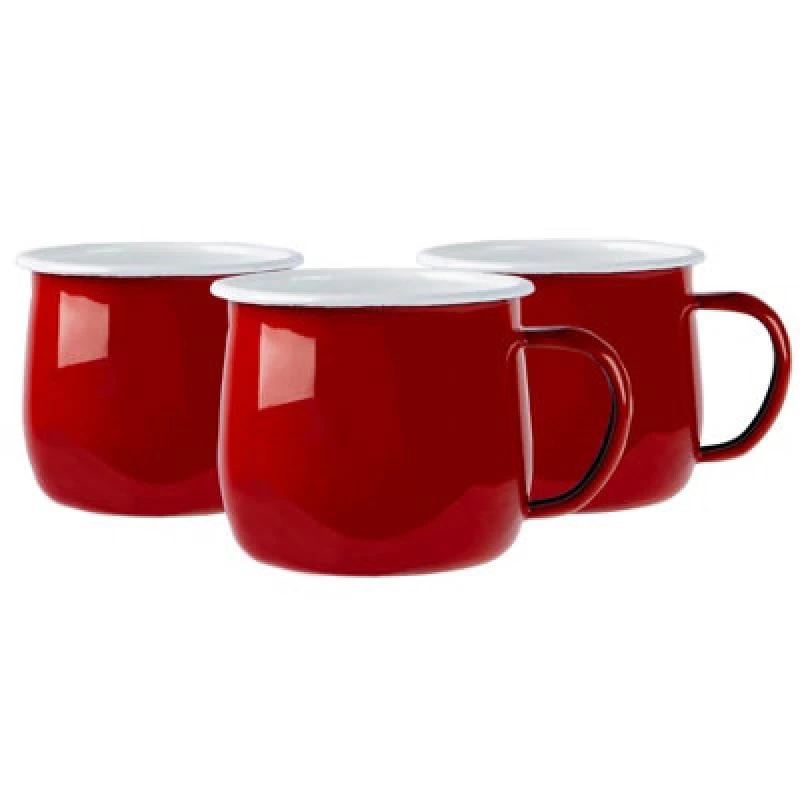 Image of Argon Tableware Coloured Enamel Belly Mugs - 375Ml - Red - Pack Of 6
