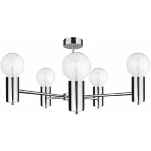 Image of Keter Arde Multi Arm Semi Flush Ceiling Light Silver, 60cm, 5x E27
