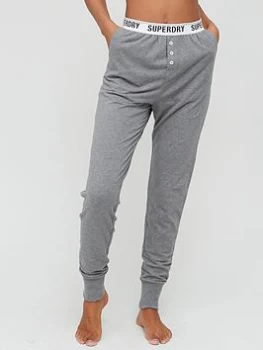 Image of Superdry Logo Waistband PJ Pant - Grey Marl, Grey, Size 12, Women