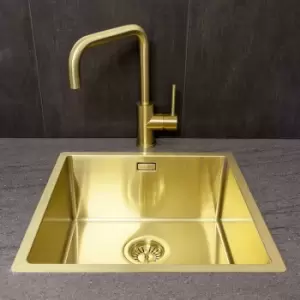 Image of Single Bowl Gold Stainless Steel Kitchen Sink - Reginox Miami