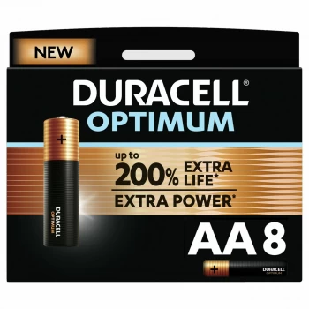 Image of Duracell Optimum Alkaline AA Batteries - Pack of 8