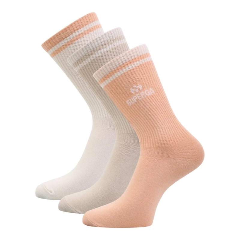 Image of Superga Mens Ribbed Knitted Socks (Pack of 3) in Pink Size: Medium Pink Male M
