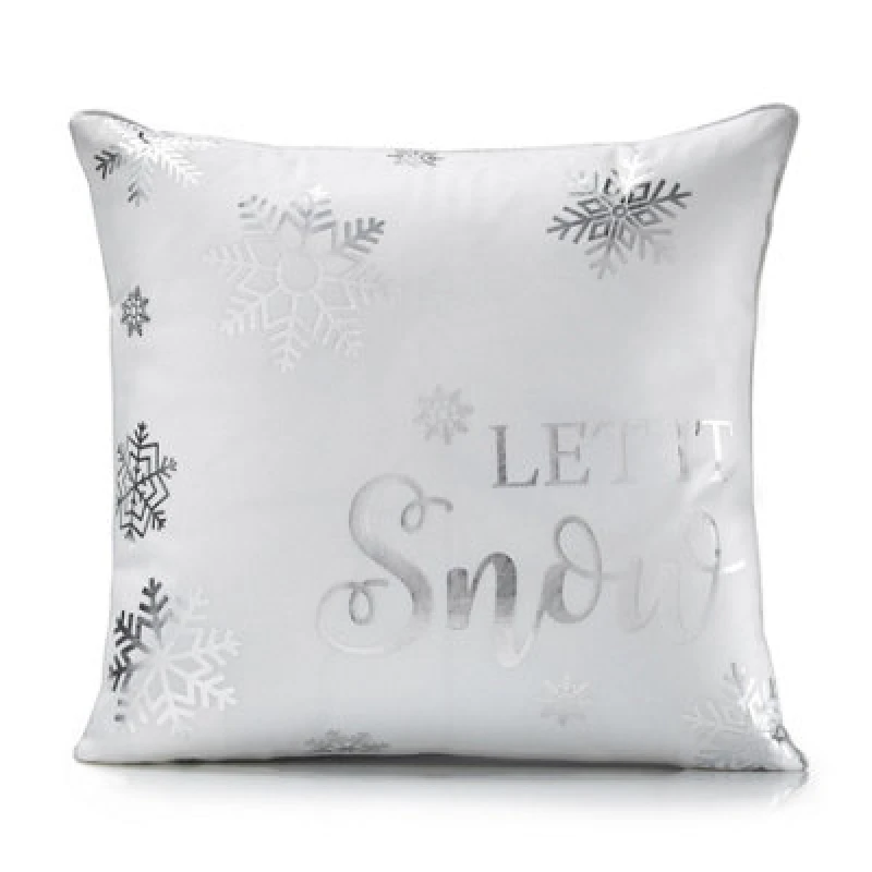Image of Luxury Living Christmas Let It Snow Decorative Cushion With Pad 45cm x 45cm White
