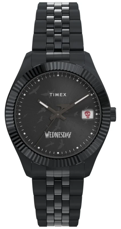 Image of Timex TW2Y19600 x WEDNESDAY Legacy (36mm) Black Dial / Black Watch