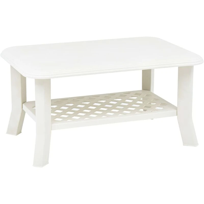 Image of vidaXL Coffee Table White 90cm Plastic Couch Side End Outdoor Garden Stand