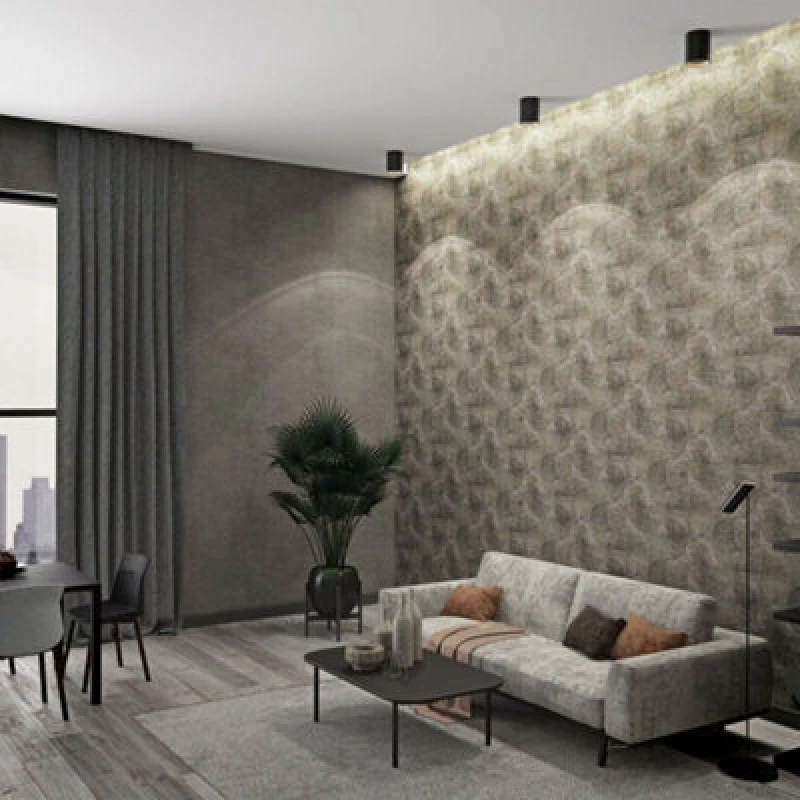 Image of Galerie Perfecto 2 Grey Brown Black Rustic Circle Textured Wallpaper