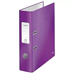 Image of Leitz 180° WOW Laminated Lever Arch File A4 80 mm Purple Pack of 5