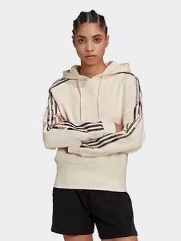 Image of adidas Allover Print Hoodie, Cream, Size S, Women