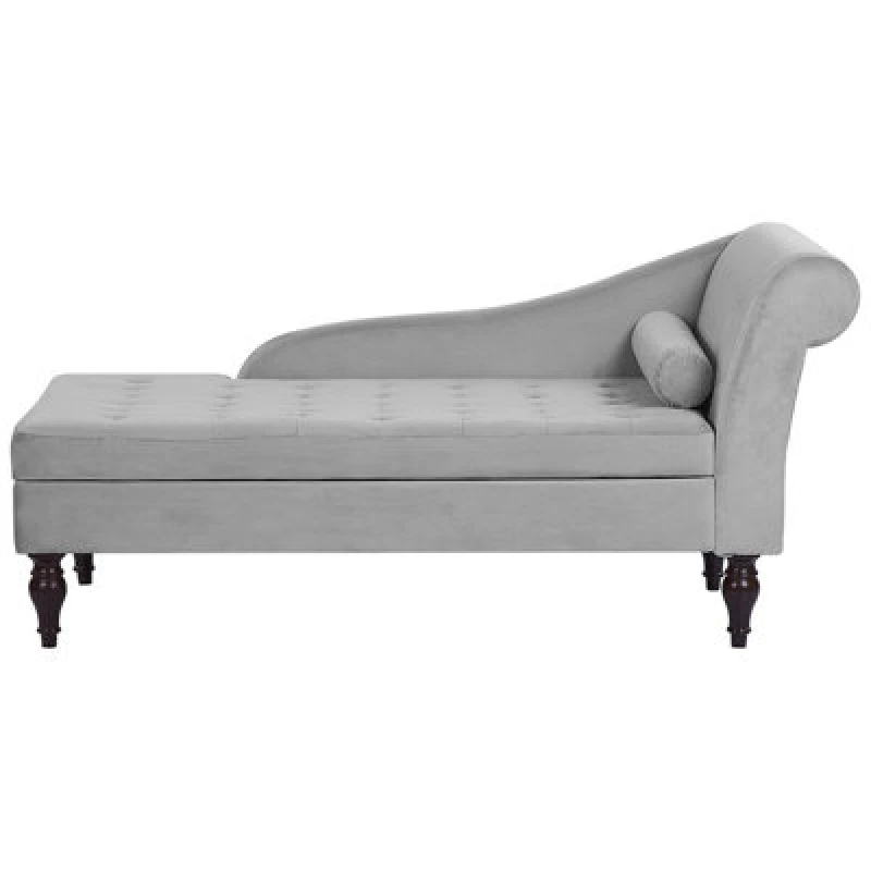 Image of Beliani Right-Hand Chaise Lounge Pessac Velvet Light Grey With Storage