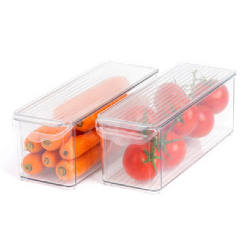 Image of LIVIVO Medium-Sized Clear Fridge Storage Organisers - Set of 2 Clear