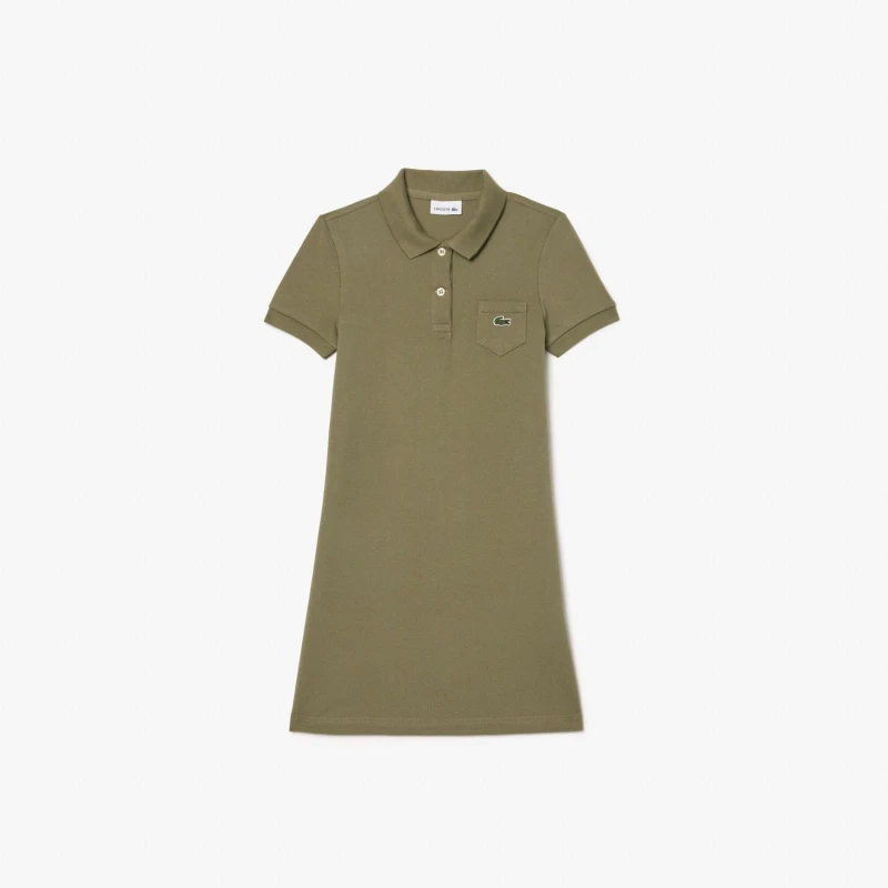 Image of Lacoste Pique Polo Dress Khaki female 8