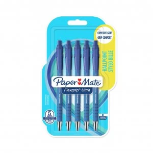 Image of Paper Mate Flex Grip Blue Ballpoint Pens - 5 Pack