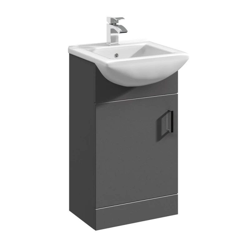 Image of Balterley Floor Standing Bathroom Single Door Vanity Basin Unit 450mm, Dark Grey Dark Grey Unisex