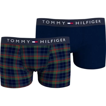Image of Tommy Hilfiger 2PK Logo Trunk - Navy Plaid 0IT