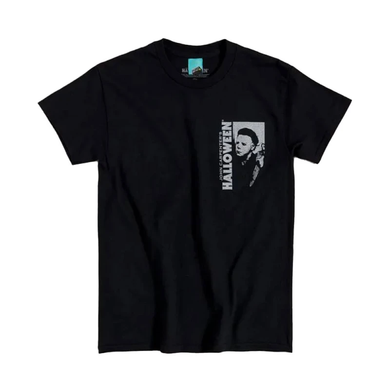 Image of Halloween Mens Movie Screenshot Back Print T-Shirt in Black Size: Small Black Male S