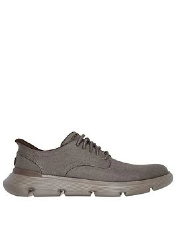 Image of Skechers Mens Slip Ins Garza Clive Taupe Brown Hands Free Shoes - UK 12 Brown male PS4345DKTP12