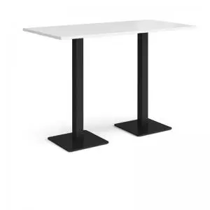 Image of Brescia rectangular poseur table with flat square Black bases 1600mm x