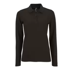 Image of SOLS Womens/Ladies Perfect Long Sleeve Pique Polo Shirt (XXL) (Black)