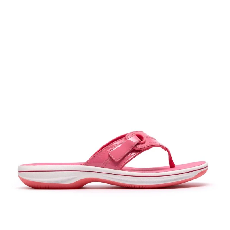 Image of Clarks Womens Brinkley Reyna Pink Flat Sandals, Flip Flops Size: 7-Standard Fit Pink Female 7-Standard Fit