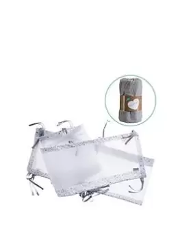 Image of Clair de Lune Stars & Stripes Cot Bed Safe Sleep Bundle - Grey