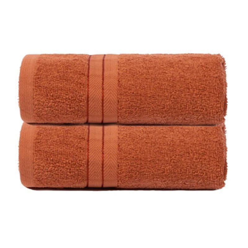 Image of OHS OHS 2 Pack of 100% Cotton Bathroom Hand Towel in Burnt Orange Burnt Orange Hand Towel Unisex 5027434202546