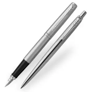 Image of Parker Jotter Stainless Steel Chrome Trim Fountain Pen & Ball Pen Set
