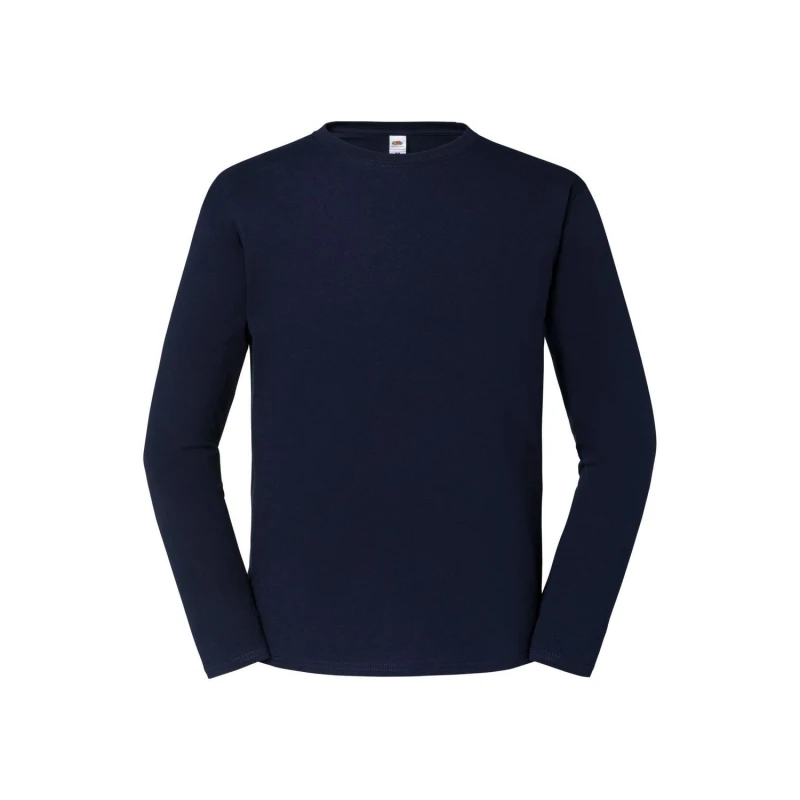 Image of Fruit Of The Loom Fruit of the Loom Men Iconic Premium Long-Sleeved T-Shirt in Mid Navy Size: X-Small Mid Navy XS Male 5063470920990