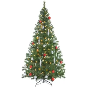 Image of Christmas Tree Artificial Green White LED 140-180cm Xmas Decoration PVC Stand Included Pre-Lit Standard 180cm