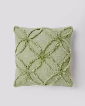 Image of Cotton Traders Tufted Cushion in Green