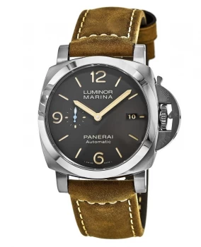 Image of Panerai Luminor Marina 1950 3 Days Automatic Titanio Brown Dial Leather Strap Mens Watch PAM01351 PAM01351