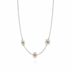Image of Daisy London Jewellery 925 Sterling Silver and 18ct Gold Plate Three English Daisy Chain Necklace