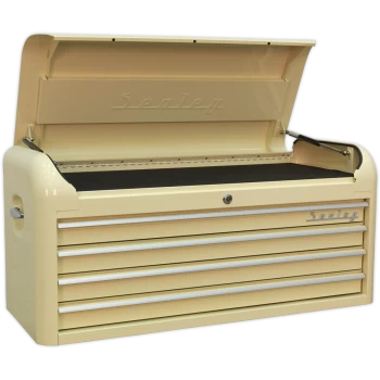 Image of Sealey Premier Retro Style 4 Drawer Wide Top Tool Chest Cream