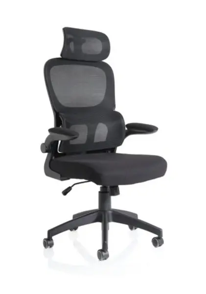 Image of Iris Task Operator Black Mesh Back Fabric Seat With Headrest