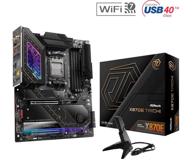 Image of ASRock X870E Taichi AMD Ryzen DDR5 WIFI 7 Motherboard - Socket AM5 - 90-MXBP90-A0UAYZ