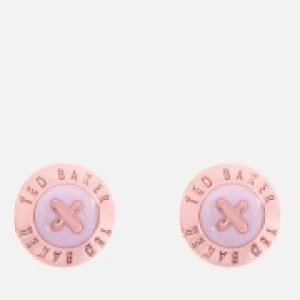 Image of Ted Baker Womens Eisley Enamel Mini Button Earrings - Rose Gold/Baby Pink - Rose Gold