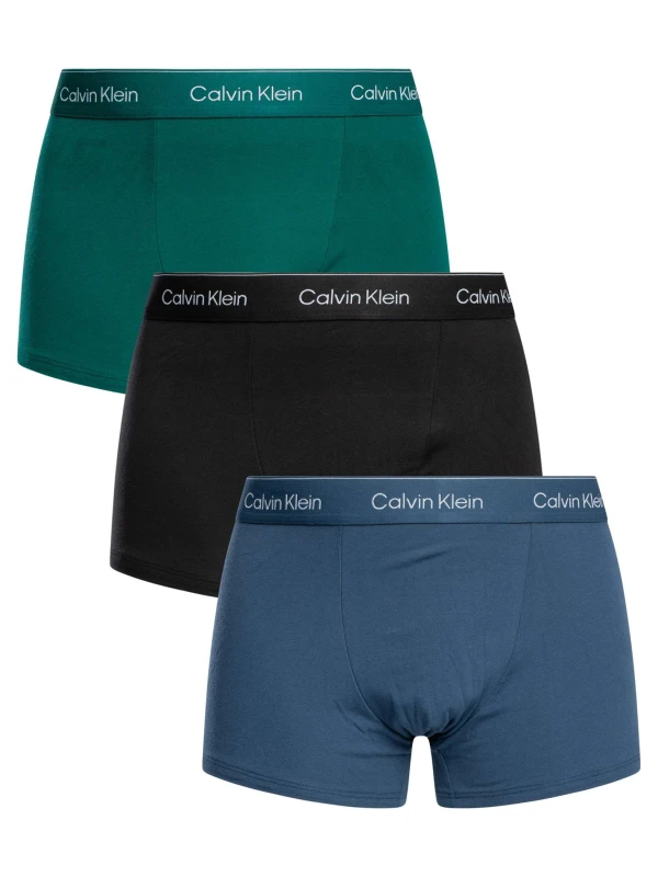 Image of Calvin Klein 3 Relaxed Fit Icon Trunks Turf/Black/Dark Blue XL