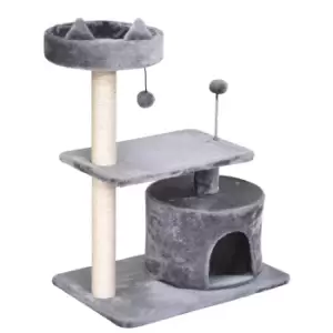 Image of PawHut Multi-level Cat Climb Tree and Activity Center - Grey