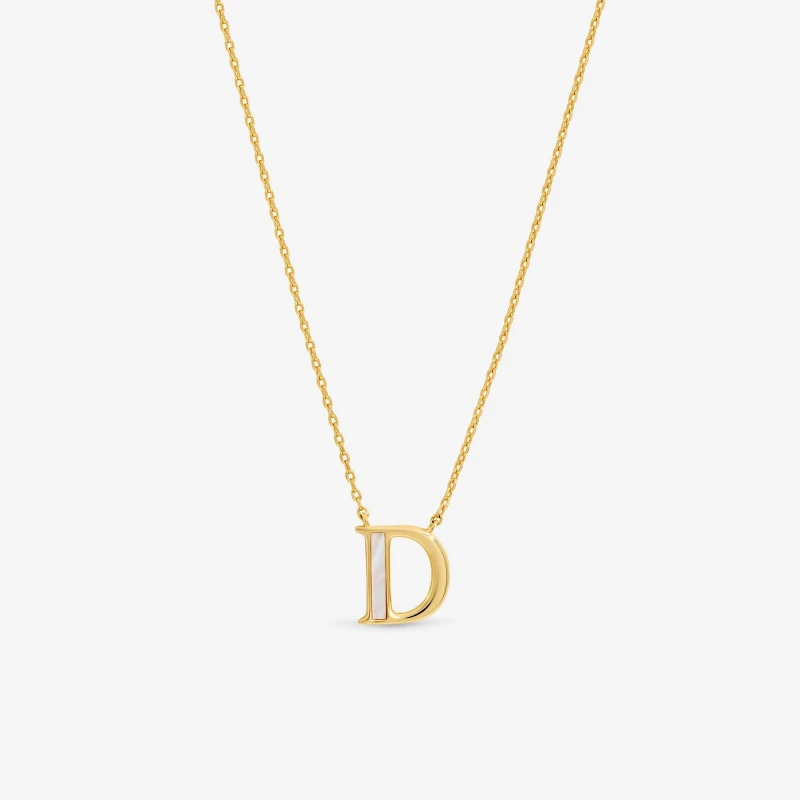 Image of Inicio 14K Real Gold Plated Pearl Initial Pendant - D Gold female One Size