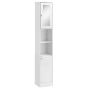 Image of HOMCOM Tall Bathroom Storage Cabinet with Mirror, Freestanding Floor Cabinet Tallboy Unit with Adjustable Shelves, White