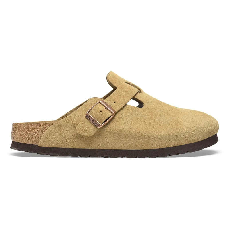 Image of Birkenstock Clogs Birkenstock Boston Suede Leather Beige Unisex 36 Etroit