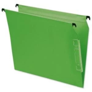 Image of Bantex Lateral File Kraft 220gsm V base W25cm Green 1 x Pack of 25
