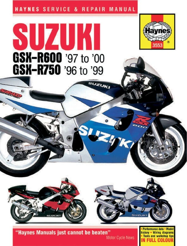 Image of 3553 - Haynes Repair Manual For Suzuki GSX-R 600 1997-2000 3553