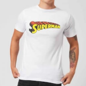Image of DC Superman Telescopic Crackle Logo Mens T-Shirt - White