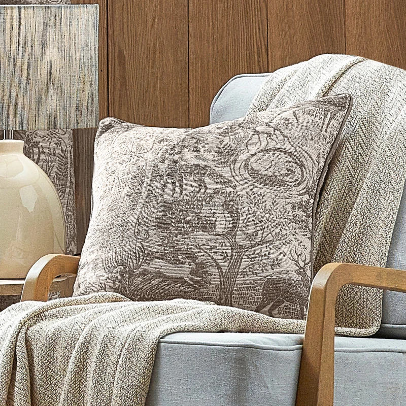 Image of Furn Winter Woods Jacquard Chenille Polyester Filled Cushion Taupe