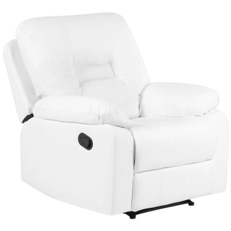 Image of Beliani Recliner Chair Bergen With Footrest Faux Leather White