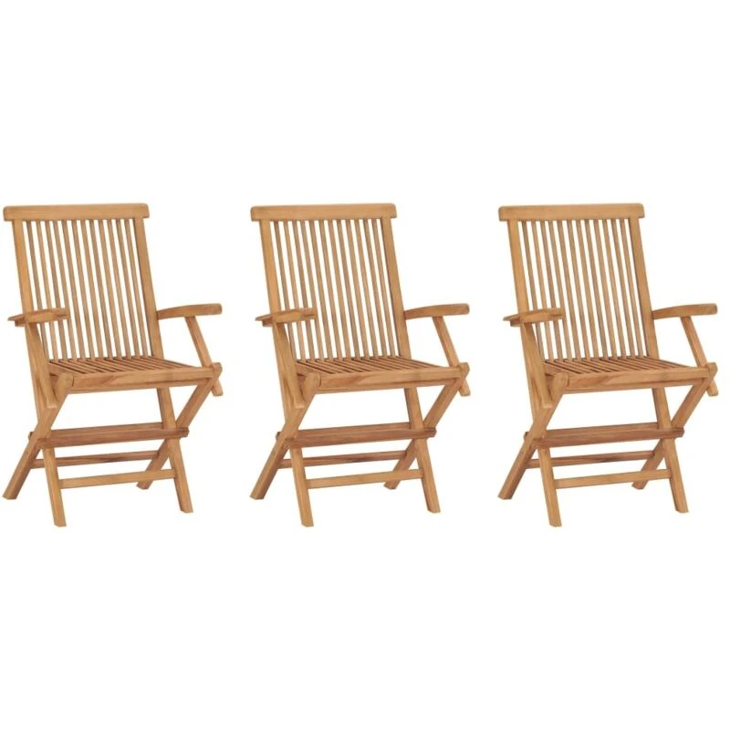 Image of VIDAXL Folding Garden Chairs 3 pcs Solid Teak Wood Vidaxl 8720286208465