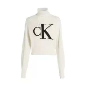 Image of Calvin Klein Jeans Blown Up Ck Loose Sweater - White
