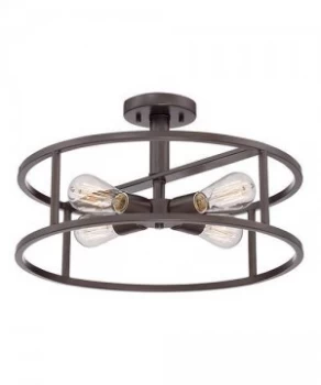 Image of 4 Light Semi Flush Ceiling Light Western Bronze, E27