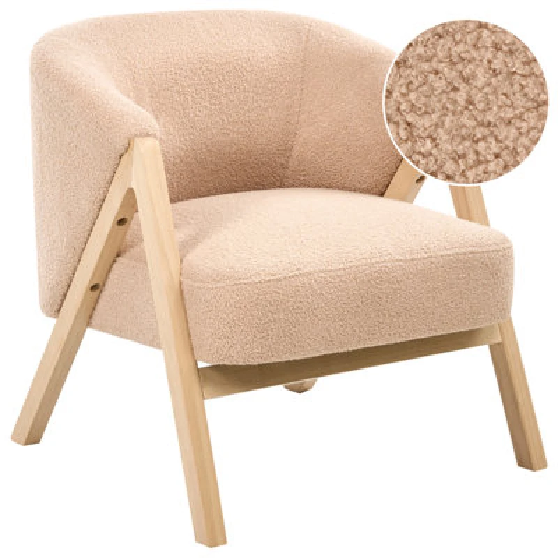 Image of Beliani Minimalist Boucle Armchair Beige Skei