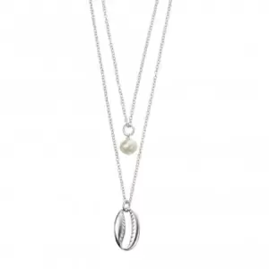 Image of Sterling Silver Fresh Water Pearl Sea Shell Double Layer Necklace N4376W